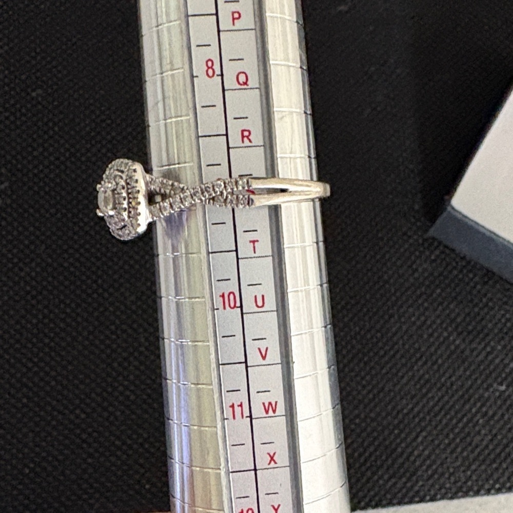 SOLD! 1ct TW Diamond 10K White Gold Dbl Sq Halo Twisted Shank Scroll Bskt Zales - Picture 11 of 14